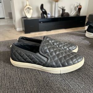 Quilted Black Slip-On Sneakers